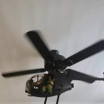 My customer's ceiling fan, converted into a helicopter.