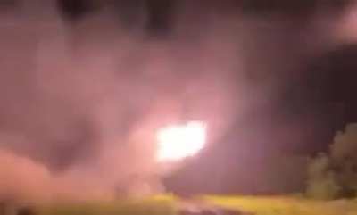 Ukrainian Grad MLRS salvo firing on Russian positions at night, Zaporizhzhia region