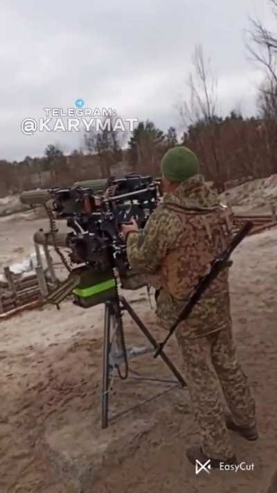 Homemade anti-aircraft "anti-shahid" installation, created from four combined machine guns "Maxim"