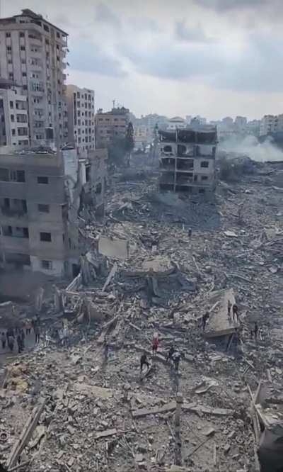 Search for survivors and deceased underway this morning from what&rsquo;s left of downtown Gaza