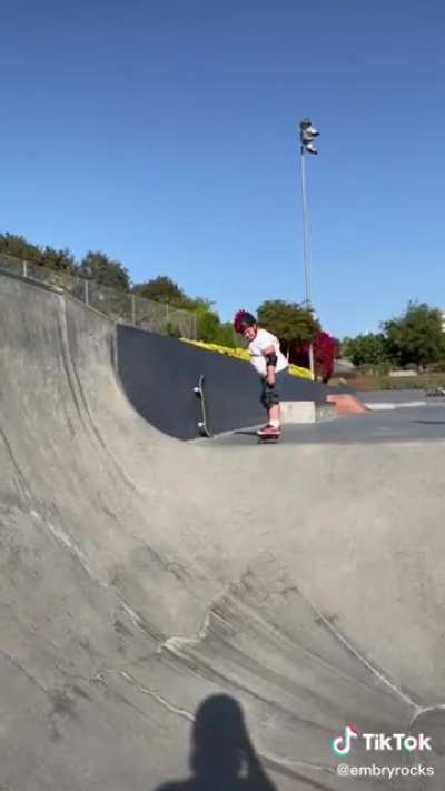 Little man fully commits to dropping in