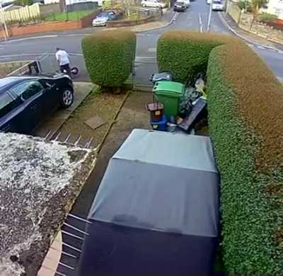 "So I noticed our gate was bent, thought someone might have been doing something the dodgy with the car, so I checked the CCTV to find this.."