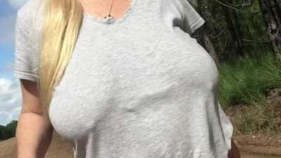 A braless walk