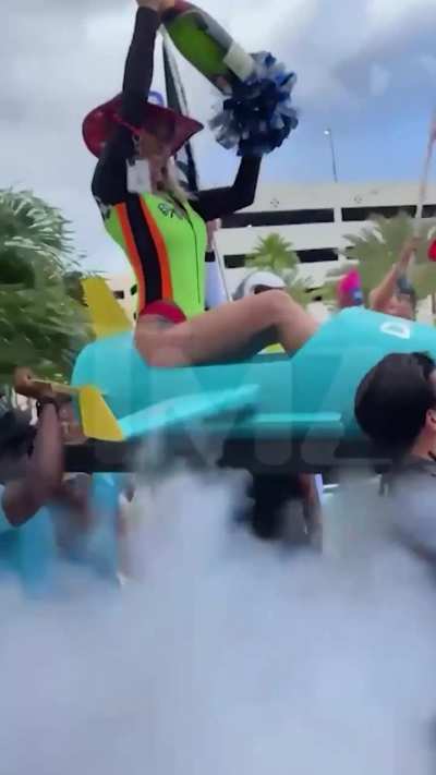 Viral "HAWK TUAH" girl celebrating 1 million followers