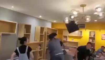 This living garbage hitting a new employee because she wouldn't give him free stuff..