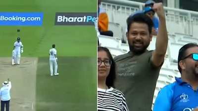 Fan is cheering for his player only to realise that he just got out