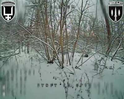 Ukrainian fiber-optic FPV drone pursued a Russian soldier through a forest. SIGNUM Battalion, Lyman direction. Published 20.01.2026