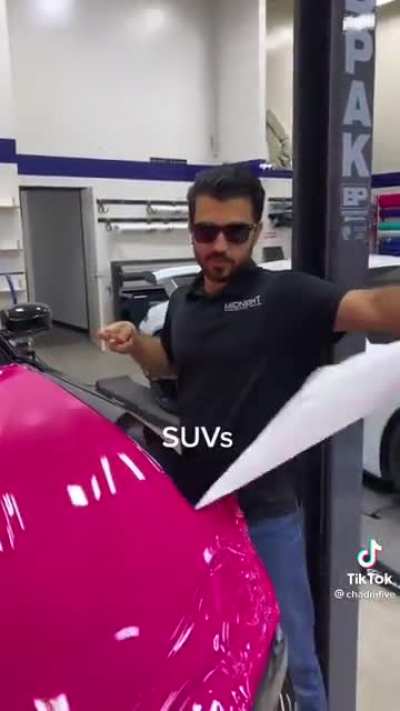 "Wrapping" cars.