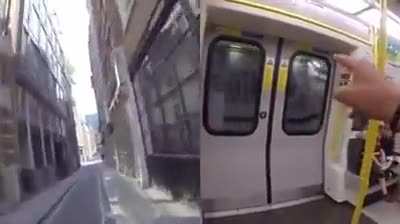 Guy gets off on the 1st stop then runs to the next stop and rode the same train