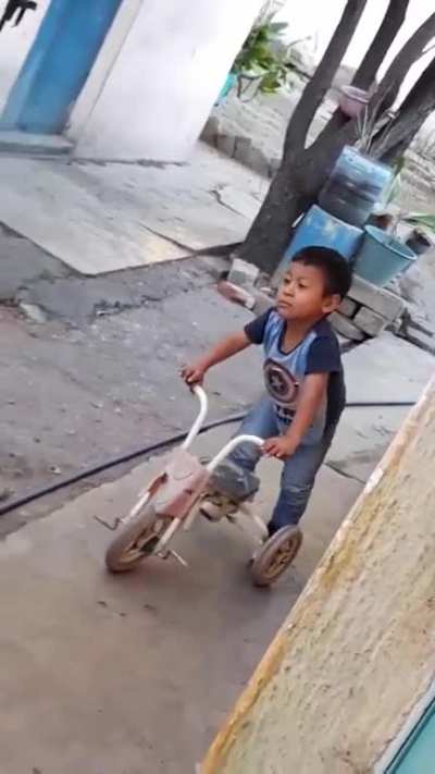 the kids face when he realizes he got caught