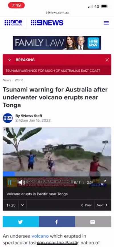 Channel 9 News - Hilariously use Reddit famous Indonesia Tidal Bore video and say it&rsquo;s the Tonga Tsunami. Genius broadcasting, dimwits.