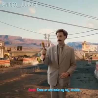 Borat is visiting Night City in the US and A