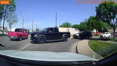 Three People Going The Wrong Way Out Of An Entrance, 1 Notices But&hellip;