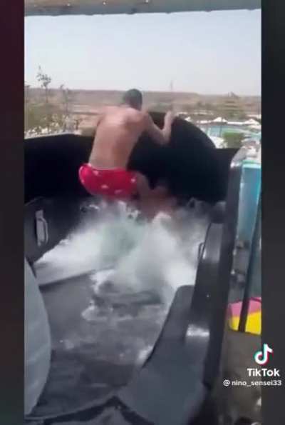 Never trust a friend on a water slide!