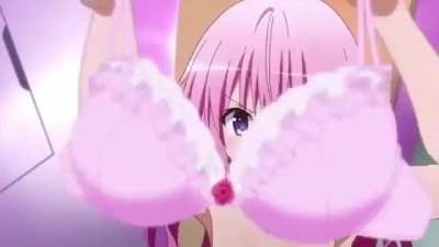 Nana tries Momo's bra.