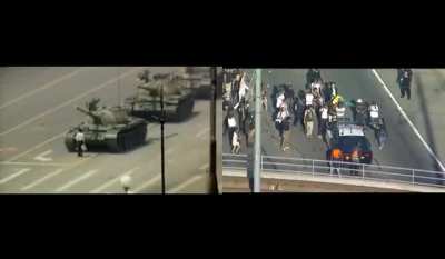 In oppressive authoritarian regimes such as China, state security forces run over protesters with their vehicles