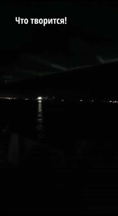 Video recorded from one of the cargo ships in the Kerch Strait showing the attack of Ukrainian kamikaze USVs on Russian Black Sea Fleet patrol ship "Sergey Kotov" on March 5.