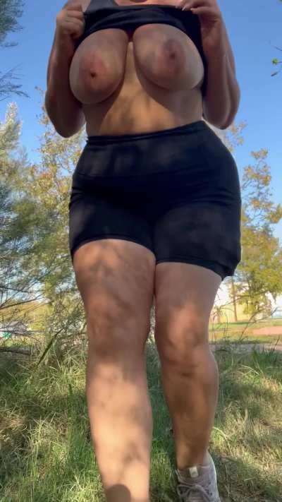 I can&rsquo;t believe I got away with taking my tits out on the trail 