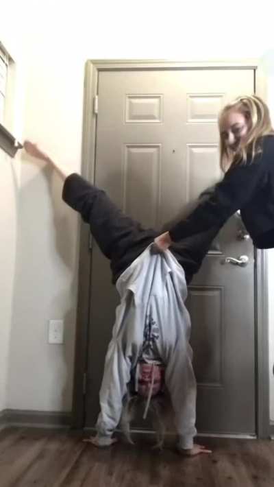 24yo Daughter and Mom Handstand Nipslips
