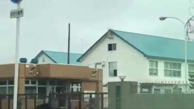 A bear prowls around a neighbourhood before running headlong into a JSDF base