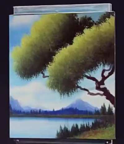 All of Bob Ross&rsquo;s paintings in one collage.