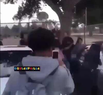 She fights off an entire mob of people