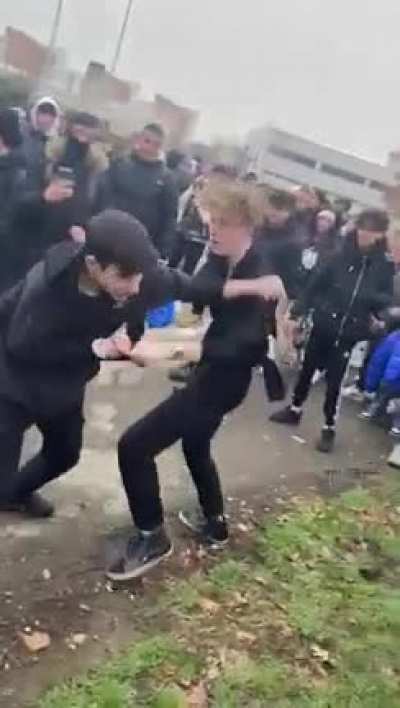 fight that happened in my school yesterday. blonde dude thought he had hands 😂