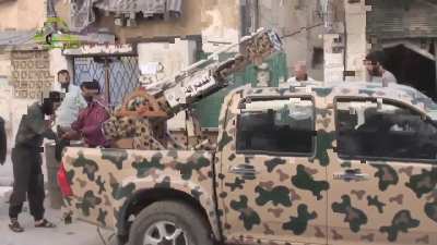 FSA operates a homemade &amp;amp; hand-painted cannon designed to target Syrian Army positions with mortar shells - Aleppo - 6/22/2014