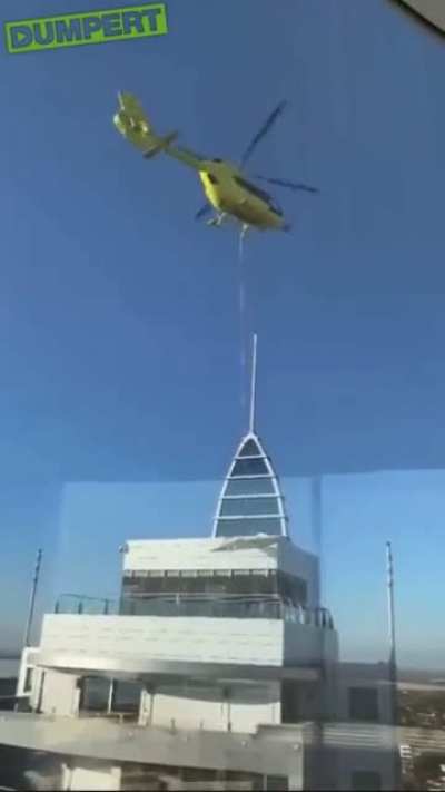 to transport a big glass panel by helicopter