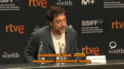 Legendary Oscar winning actor, Javier Bardem, condemns Israel's "crimes against humanity" in Gaza