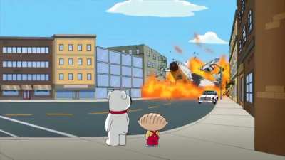 (Yug Ylimaf) an episode from Family Guy that has the same reversed theme from Tenet, it&rsquo;s a really cool episode