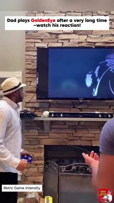 A father getting pumped up for golden eye