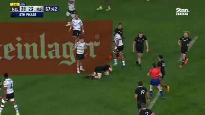 Finlay Christie runs into a wall