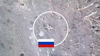 &laquo;Pegas&raquo; UAV unit of The 1st Tank Brigade "Severia" drops grenades on Russian infantry, in Stepove near Avdiivka, Donetsk. Published February 2024