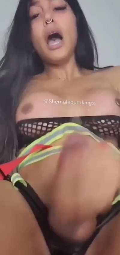 Gorgeous Tgirl squirts cum