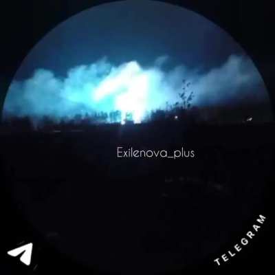 Russian civilians are filming the moment a Ukrainian "Liutyi" UAV attacked the Novobryanska electrical substation in Vygonichy, Bryansk Oblast.