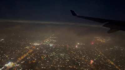 Fireworks from above while landing at LAX on 4th of July