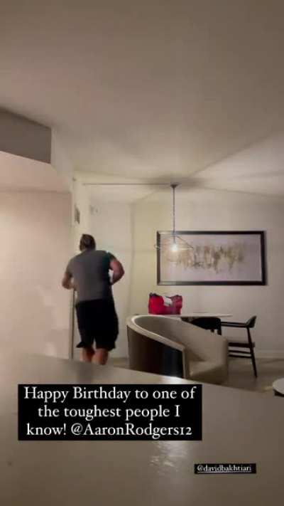 Cobb scaring Rodgers with a surprise on his birthday. 😂