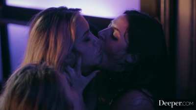 Jerking his cock off all over her 3 hot friends, she obviously needs a taste herself though