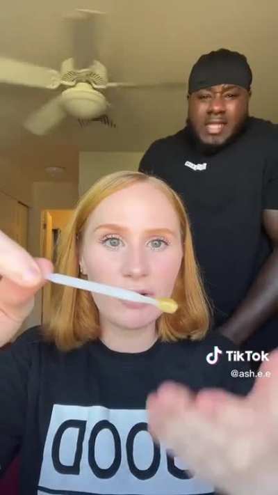 Earwax prank on husband.