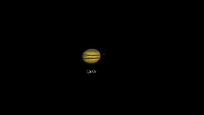 Jupiter rotation time lapse with moons and shadow