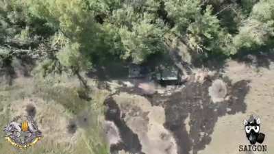 The precision of Ukrainian drone operators is unmatched. Right down the hatch destroying the Russian tank.