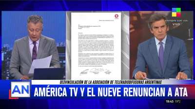 América TV y El Nueve compartieron pantalla para anunciar su desvinculación de la Asociación de Teleradiodifusoras Argentina (ATA)