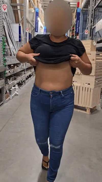 Home improvement turned NSFW &mdash; my Latina wife flashing her tits where anyone could see.