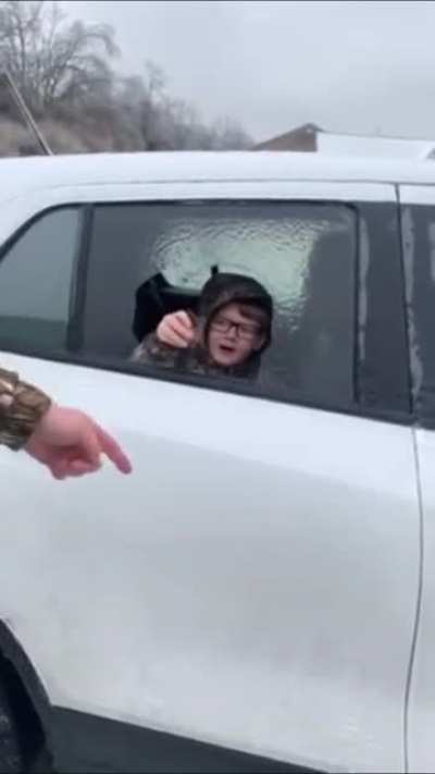 Kid thinks he punched out a window.
