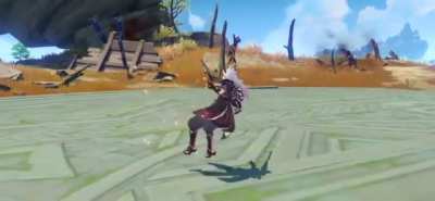 0.3x speed. I slowed down animation of itto normal attack animation so I could see properly how he kicked the sword in 4thN