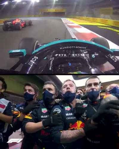 The F1 Red Bull crew during the final moments of the 2021 Abu Dhabi GP (Credit : @F1 on twitter)