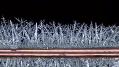 Copper + Silver Nitrate &rarr; Copper(II) Nitrate + Silver ------ Microscopic timelapse