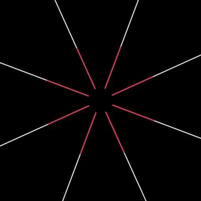 Your visual system is filling in the blanks here, the bright circle you see isn&rsquo;t drawn at all. Only eight straight-line rays are present.