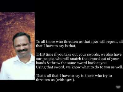 RSS leader Valsan Thillankeri&rsquo;s Based response to SDPI &amp;amp; other Wahhabi groups who say that they will repeat 1921 massacre.